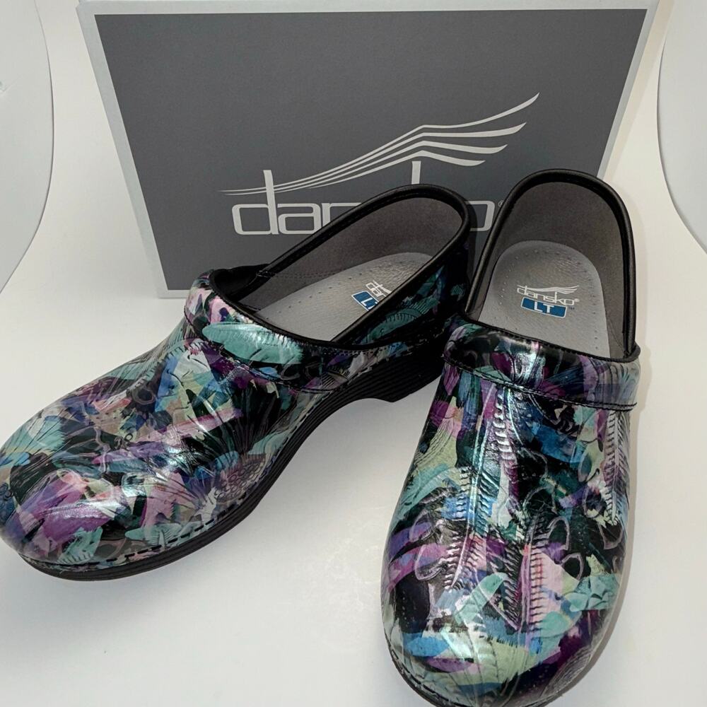 Dansko LT Pro Tooled Watercolor Clogs, Women's Size 38 / US Size 7.5 - 8